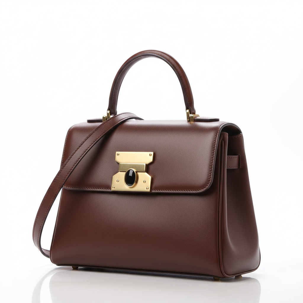 Sac à main en cuir véritable marron élégant