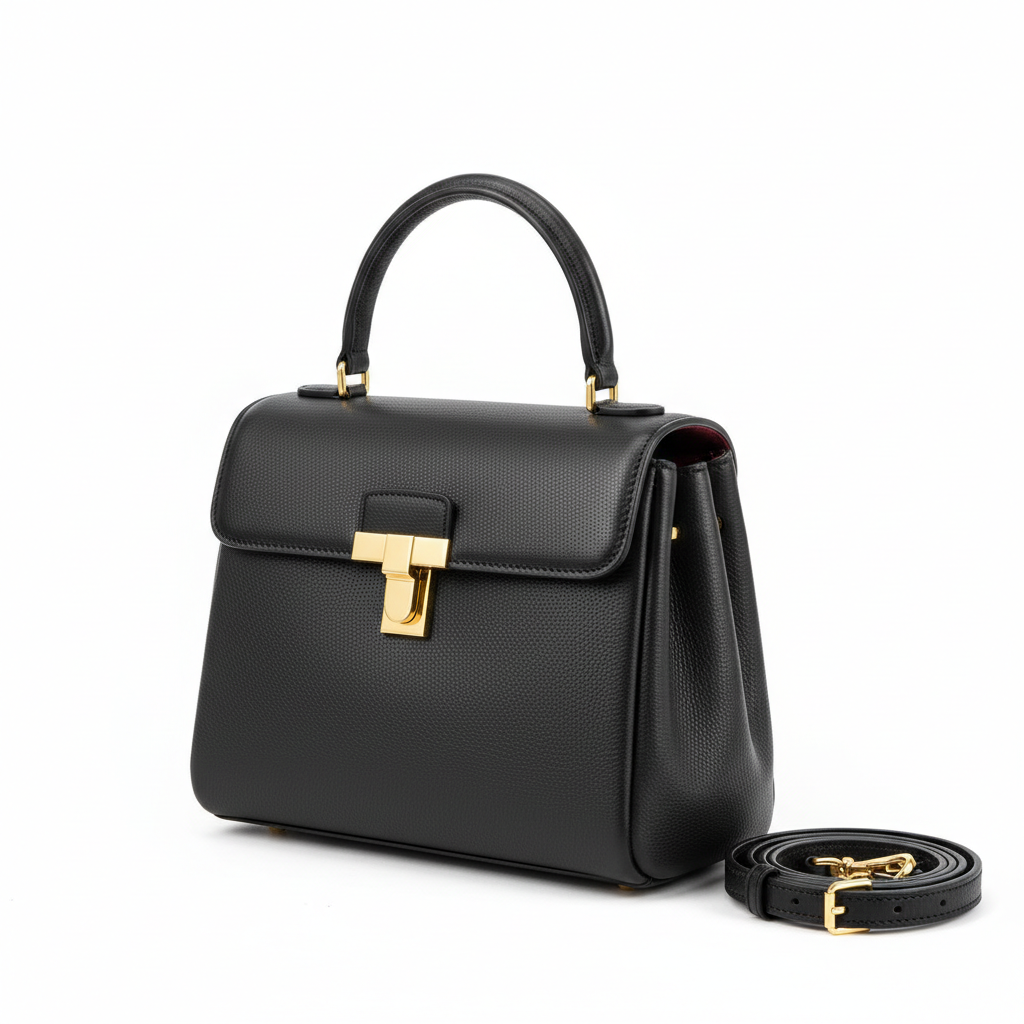Sac à main en cuir véritable noir élégant